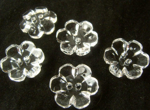 B16788 21mm Clear Glass Effect Flower Design 2 Hole Button