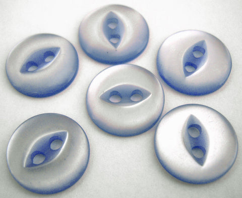 B16889 14mm Dusky Blue Polyester Fish Eye 2 Hole Button - Ribbonmoon