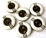 B1762 14mm Black and White Gloss 2 Hole Button - Ribbonmoon