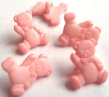 B17771 16mm Pink Teddy Bear Shaped Novelty Childrens Shank Button - Ribbonmoon