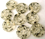 B1779 11mm Clear 2 Hole Button with Black, Grey and Natural Speckles - Ribbonmoon