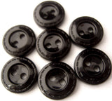 B1780c 13mm Black High Gloss Decorated Rim 2 Hole Buttons - Ribbonmoon