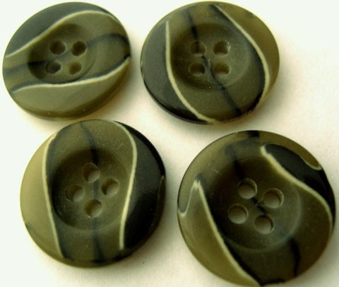 B17956 25mm Greens, Black and Natural Gloss 4 Hole Button