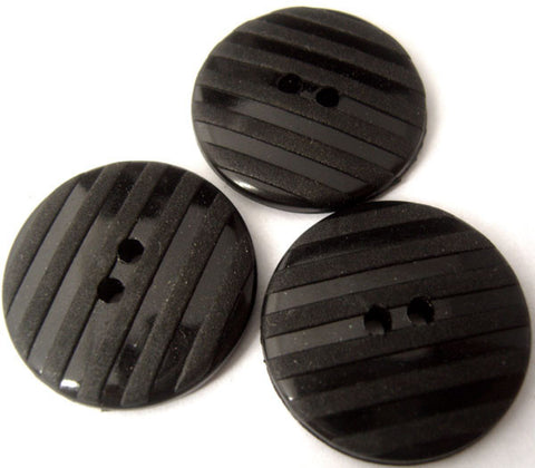 B1806 25mm Black Matt and Gloss Striped 2 Hole Button - Ribbonmoon