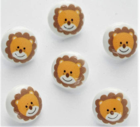 B18200 15mm Lion Face Picture Design Novelty Childrens Shank Button