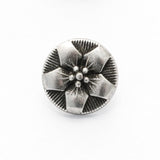B18213 10mm Antique Silver Flower Design Metal Shank Button