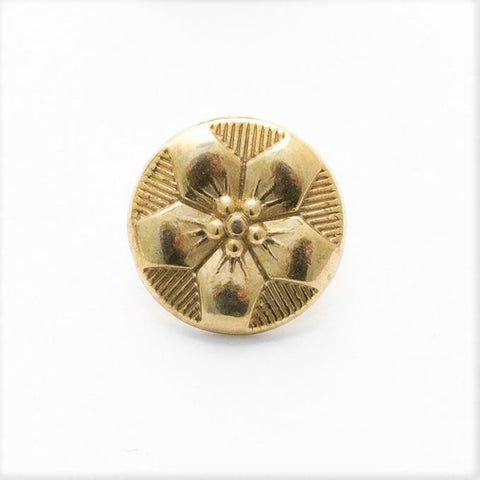 B18214 10mm Gold Flower Design Metal Shank Button