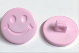 B18216 15mm Pale Pink Smiley Face Design Novelty Childrens Shank Button