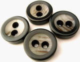 B1962 18mm Black, Natural and Brown Chunky Gloss 2 Hole Button - Ribbonmoon