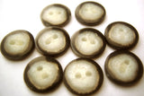 B1973 11mm Natural Grey and Black 2 Hole Button, Translucent Elements - Ribbonmoon