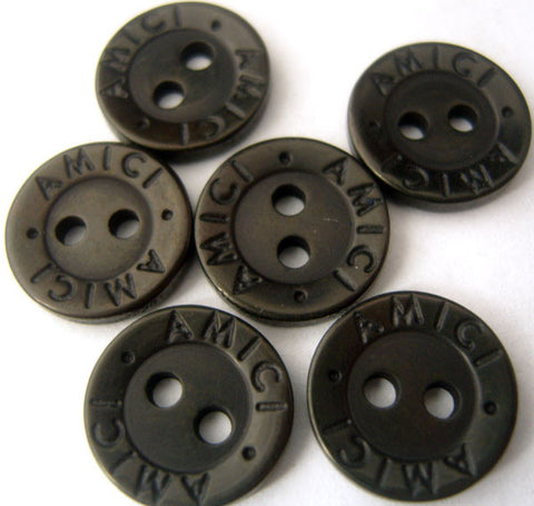 B1982 12mm Black Gloss 2 Hole Button, Lettered Rim - Ribbonmoon