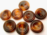 B1988C 12mm Tortoise Shell Brown Gloss 2 Hole Buttons - Ribbonmoon