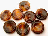 B1988 12mm Tortoise Shell Browns Gloss 2 Hole Button - Ribbonmoon