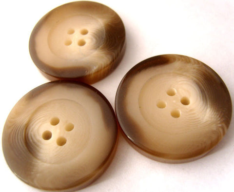B1995 28mm Creams and Brown Chunky Matt and Gloss 4 Hole Button - Ribbonmoon
