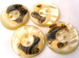B2047 26mm Creamy Yellow and Brown Gloss 2 Hole Button - Ribbonmoon