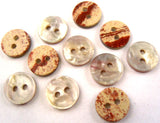 B2096 10mm Reversible Pearlised  Iridescence or Marble 2 Hole Button - Ribbonmoon