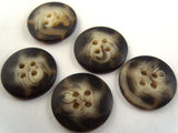 B2123 17mm Black and Naturals Bone Sheen 4 Hole Button - Ribbonmoon