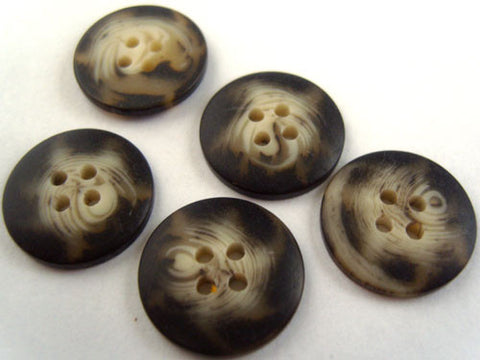 B2123 17mm Black and Naturals Bone Sheen 4 Hole Button - Ribbonmoon