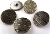 B15416 23mm Silver Metal Alloy Shank Button, Black in the Groove Design