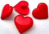 B2270 15mm Red Glossy Love Heart Shaped Shank Button - Ribbonmoon