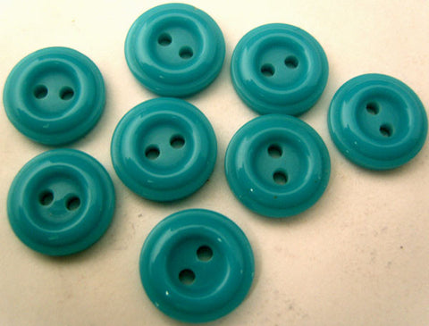 B2322C 14mm Turquoise Blue Gloss 2 Hole Buttons - Ribbonmoon