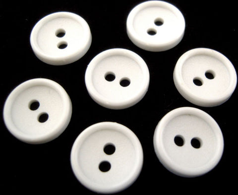 B2339 14mm White Matt Centre 2 Hole Button - Ribbonmoon