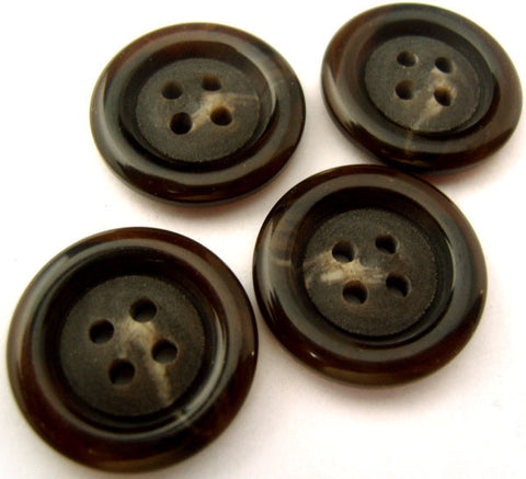 B2376 22mm Dark Browns Matt Centre 4 Hole Button - Ribbonmoon