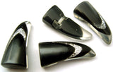 B14948 26mm Black,Clear and Silver Glitter Toggle Button, in Built Hole