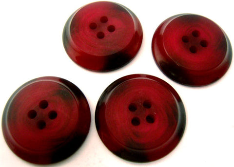 B2414 26mm Cardinal Red and Black Matt Centre 4 Hole Button - Ribbonmoon