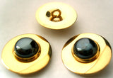 B7818 22mm Gold Metal Alloy with a Navy Half Ball Centre Shank Button