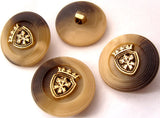 B12790 22mm Brown, Beige and Gilded Brass Poly Shank Button