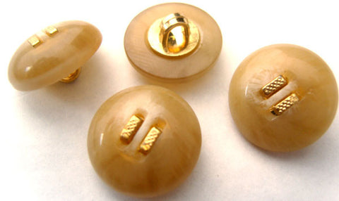 B2524 18mm Chunky, Domed Honey Cream and Gold Shank Button, - Ribbonmoon