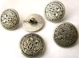 B2526 15mm Anti-Silver Heavy Metal Alloy Shank Button, Coat of Arms - Ribbonmoon