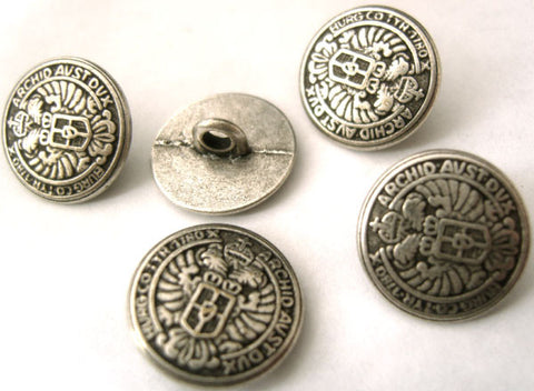 B2526 15mm Anti-Silver Heavy Metal Alloy Shank Button, Coat of Arms - Ribbonmoon