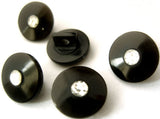 B2532 12mm Gloss Black Shank Button with a Glittery Silver Centre - Ribbonmoon