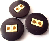 B2538 23mm Dark Brown and Gilded Gold Poly 2 Hole Button - Ribbonmoon