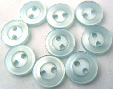 B2635 10mm Pale Blue Pearlised Polyester 2 Hole Button - Ribbonmoon
