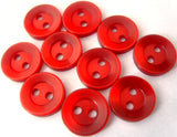 B2640 10mm Poppy Red Pearlised Polyester 2 Hole Button - Ribbonmoon