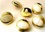 B2718 15mm Pearlised Oval Centre Shank Button, Gilded Gold Poly Rim - Ribbonmoon