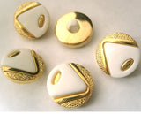 B2727 15mm White and Gilded Gold Poly Shank Button - Ribbonmoon