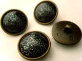 B2881 20mm Navy Glittery Domed Shank Button, Gilded Bronze Poly Rim