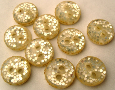 B3005 11mm Cream Based with a Silver Glitter 2 Hole Button - Ribbonmoon