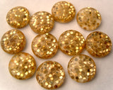 B3050 11mm Gold Glitter under a Clear Surface 4 Hole Button