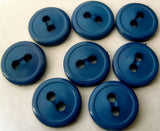 B3071 13mm Royal Blue Soft Sheen 2 Hole Button with a Gloss Rim - Ribbonmoon