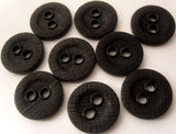 B3095 13mm Black Lightly Textured Linen Effect 2 Hole Button - Ribbonmoon