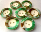 B3104 17mm Brown, Natural and Parakeet Green Matt Centre 2 Hole Button - Ribbonmoon