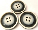 B3118 28mm Smoked Grey and Natural Gloss 4 Hole Button - Ribbonmoon