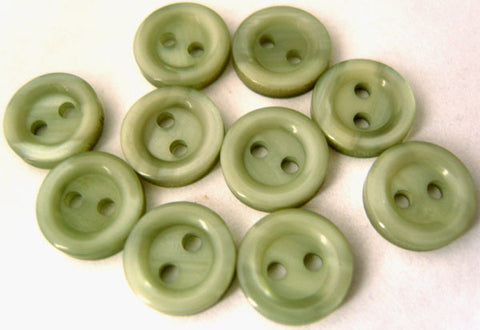 B3136 10mm Hush and Linden Green Semi Pearlised 2 Hole Button - Ribbonmoon