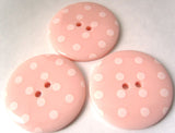 B3192 34mm Pale Pink Glossy Polka Dot 2 Hole Button - Ribbonmoon