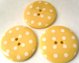 B3193 34mm Butter Cream Glossy Polka Dot 2 Hole Button